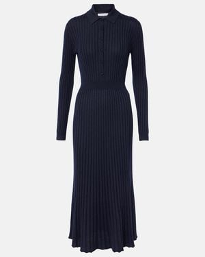 Gabriela Hearst Ardor Ribbed-Knit Cashmere And Silk Polo Dress - Blue