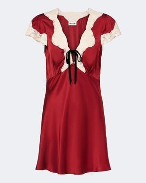 RIXO London Robe Lacie En Satin A Dentelle - Rouge