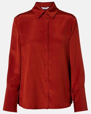 Max Mara Voliera Silk-Blend Satin Shirt - Red
