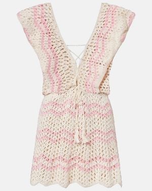 Anna Kosturova Melissa Crochet Cotton Minidress - Pink