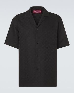 Gucci Gg Canvas Linen-Blend Bowling Shirt - Black