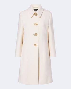 Gucci Gg Marmont Wool Coat - Natural