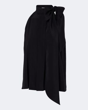 Max Mara Pleated Tie-Neck Silk Crepe De Chine Top - Black