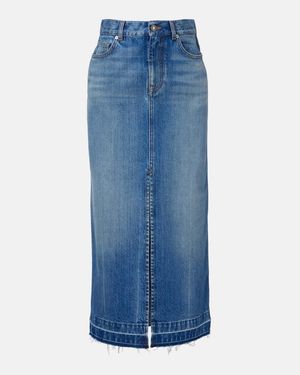 Givenchy Falda Midi De Denim De Tiro Alto - Azul