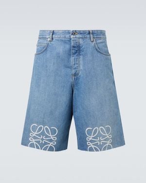 Loewe Anagram Denim Shorts - Blue