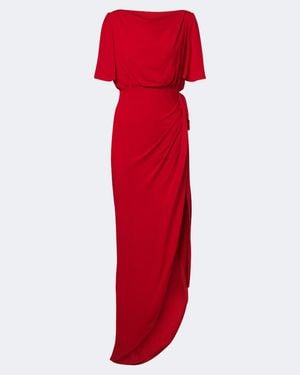 Valentino Draped Silk Georgette Gown - Red