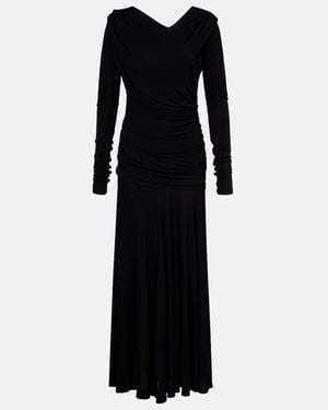 Ganni Ruched Maxi Dress - Black