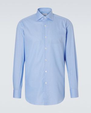 Brioni Chemise Rayee En Coton - Bleu
