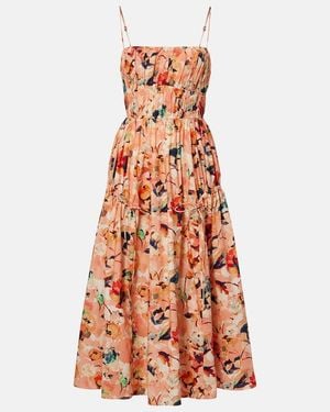 Ulla Johnson Vidri Floral Cotton Poplin Midi Dress - Orange