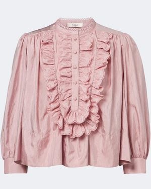 Chloé Ruffled Taffeta Blouse - Pink