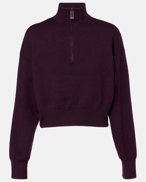 Victoria Beckham Jersey En Mezcla De Lana Con Cremallera Parcial - Morado