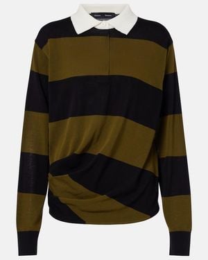 Proenza Schouler Corinna Striped Cotton Polo Shirt - Black