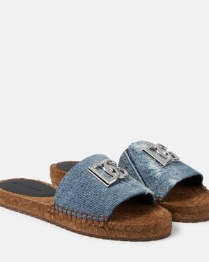 Dolce & Gabbana Pantoletten Dg Aus Denim - Blau