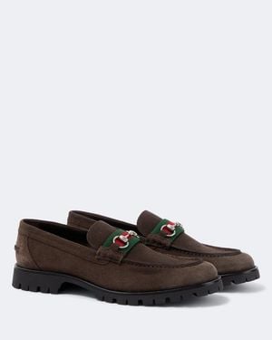 Gucci Loafers Horsebit Aus Veloursleder - Braun