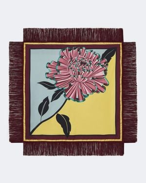 La DoubleJ Feria Reversible Fringed Silk Scarf - Orange