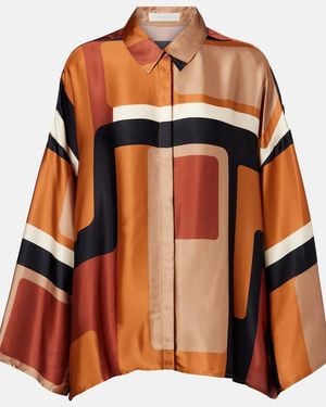 Faithfull the Brand Cora Printed Satin Shirt - Orange