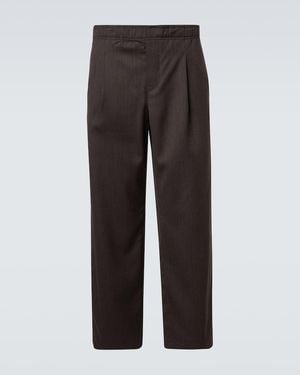Our Legacy Leisure Mid-Rise Wide-Leg Wool Trousers - Brown