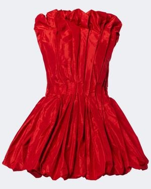 TOVE Marina Peplum Silk Taffeta Top - Red