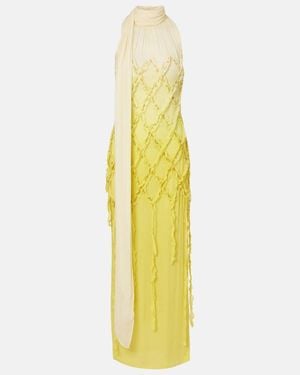 Blumarine Embellished Crepon Maxi Dress - Metallic