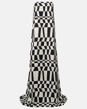 Dries Van Noten Printed Bustier Gown - White