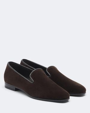 The Row Mocassins Marc En Velours Et Cuir - Noir