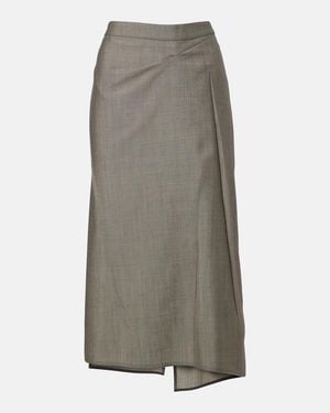 Victoria Beckham Draped Wool And Mohair Midi Skirt - Grey