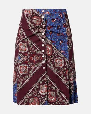 Rabanne Gathered Paisley Printed Miniskirt - Purple