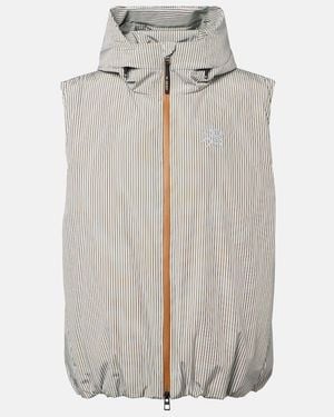 Loewe X On Hooded Striped Puffer Vest - White