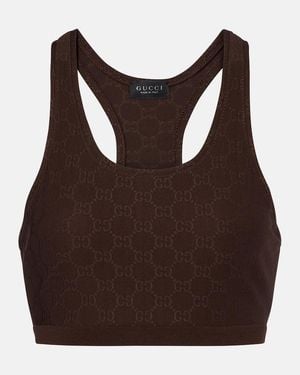 Gucci Gg Jersey Jacquard Sports Bra - Brown
