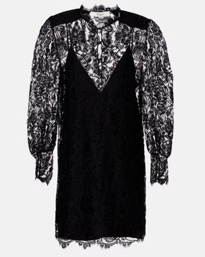 Chloé Floral Lace Minidress - Black