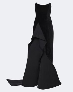 Safiyaa Fianne Velvet And Faille Corset Gown - Black
