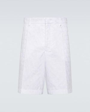 Valentino Jacquard Cotton Poplin Shorts - White