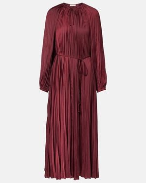 Ulla Johnson Alexia Satin Plisse Midi Dress - Red
