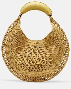 Chloé Schultertasche Summer Banana Aus Raffiabast - Mettallic