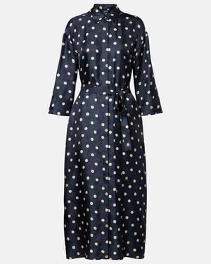 Max Mara Leva Polka-Dot Silk Twill Shirt Dress - Blue