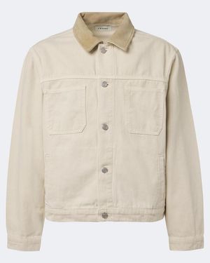 FRAME Suede-Trimmed Cotton Field Jacket - Natural