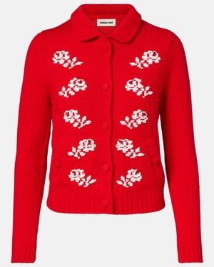 ShuShu/Tong Beaded Wool Cardigan - Red