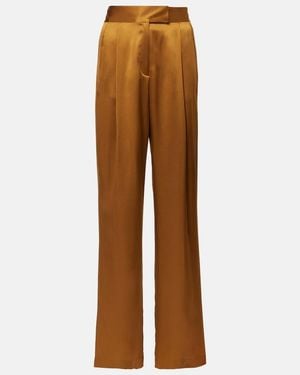 The Sei High-Rise Silk Satin Wide-Leg Pants - Brown