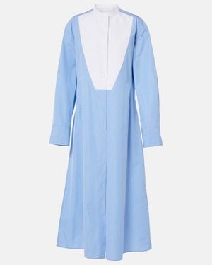 Jil Sander Pinstripe Cotton Shirt Dress - Blue