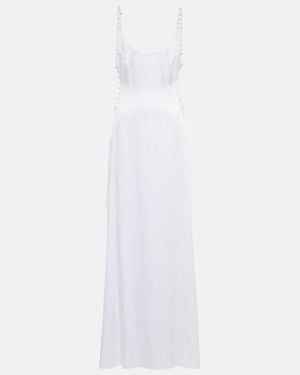 Galvan London Bridal Pearled Cove Cutout Gown - White