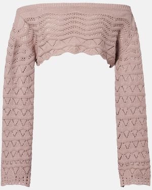 Bananhot Helena Crochet Cotton-Blend Crop Top - Pink