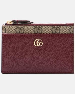 Gucci Bi-colour Gg Marmont Zip Key Pouch, Leather - Red