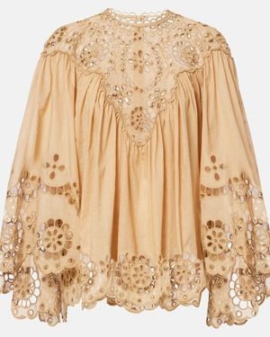 Zimmermann Awaken Broderie Anglaise Cotton Blouse - Natural