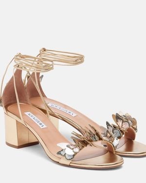 Aquazzura Papillon Applique Metallic Leather Sandals