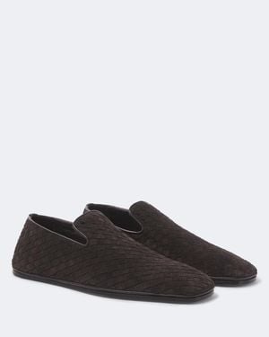 Bottega Veneta Slip-Ons Palazzo Intrecciato Aus Veloursleder - Schwarz