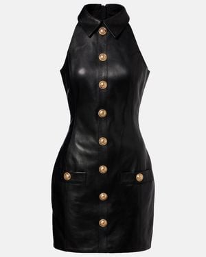Balmain Leather Minidress - Black