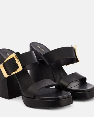 Proenza Schouler Buckle Slide Leather Platform Mules - Black