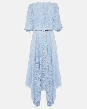 Costarellos Floral Lace Asymmetric Midi Dress - Blue