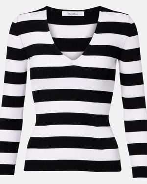 Max Mara Vello Ribbed-Knit Striped Jumper - Black