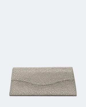 Elie Saab The Midnight Embellished Suede Clutch - Grey